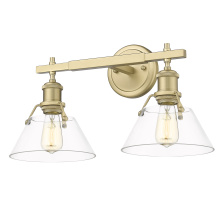 Golden 3306-BA2 BCB-CLR - Yep by Golden Lighting Orwell 2-light Vanity in Brushed Champagne Brass and Clear Glass